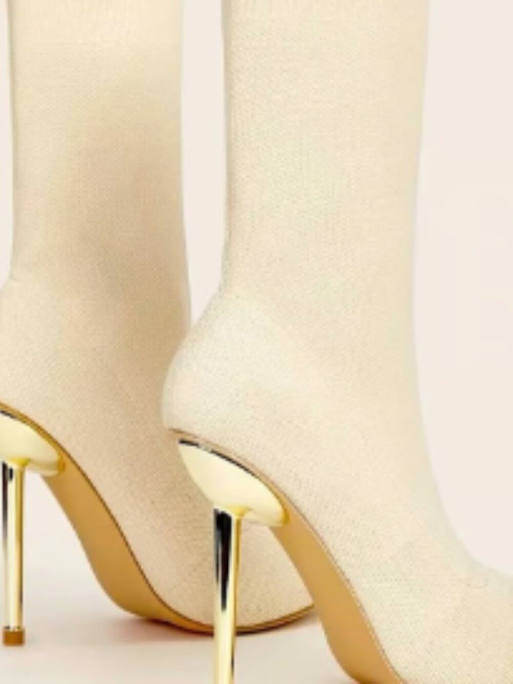 Cuccoo Cream Stiletto Sock Boots